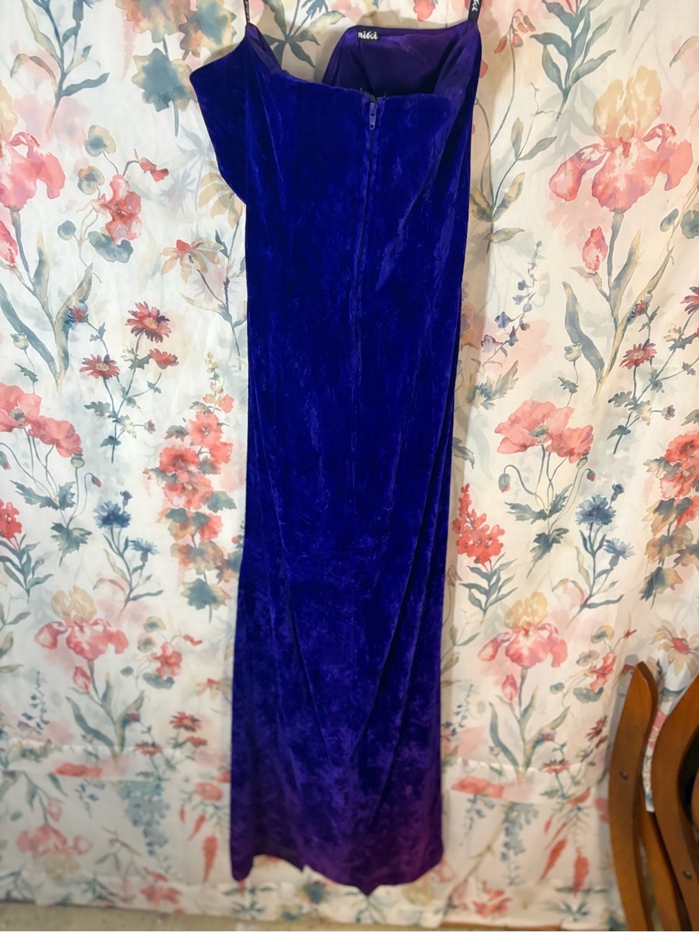 Vintage Elegant Royal Purple Velvet Slip Dress - Picture 8 of 13